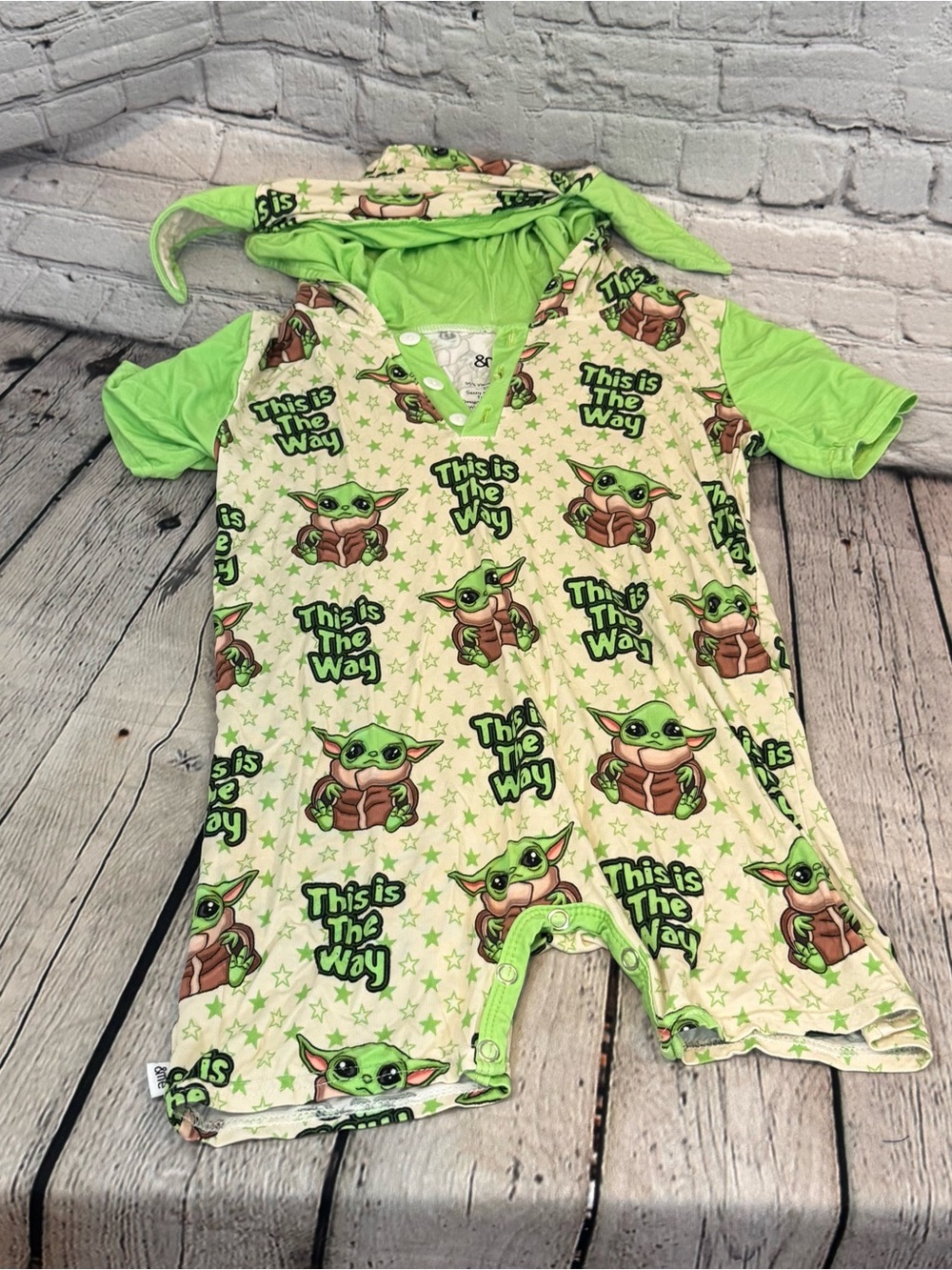 &Me Bamboo Baby Yoda Bamboo Shortie Romper